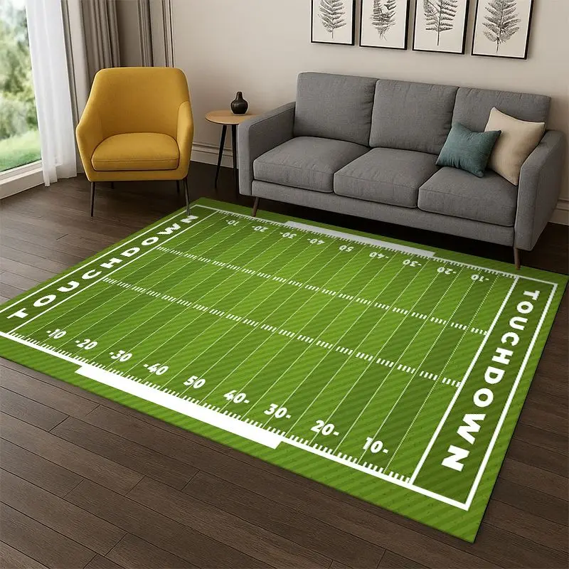 Rugby field American Football Sport Carpet Rug for Bedroom Living Room Sofa Playroom Doormat Home Decor,Kid Area Rug Non-slip