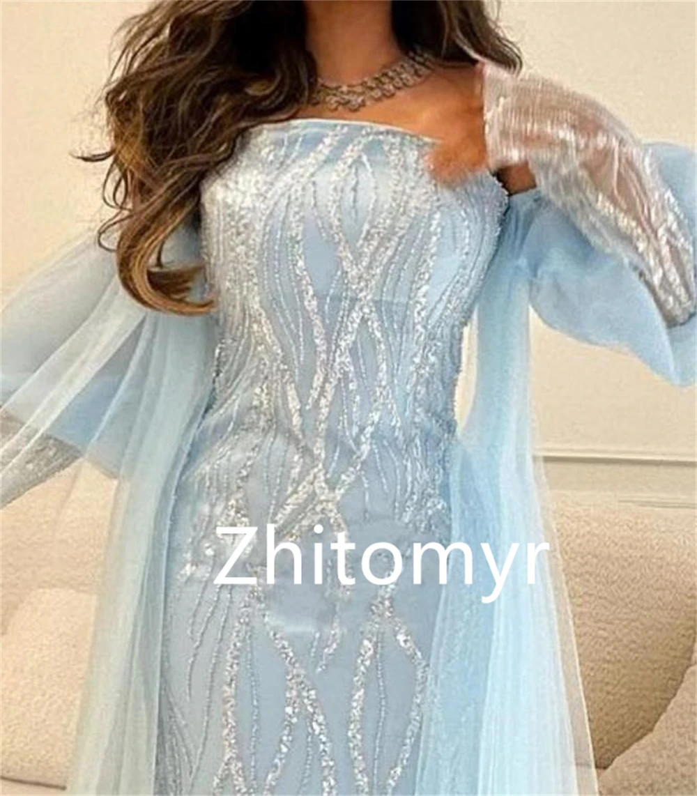 Customized Sparkle Exquisite Off-the-shoulder Sheath Party Dresses Paillette / Sequins Tulle Floor length Skirts Charmeuse Eveni