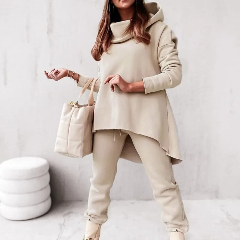 

Wepbel Autumn Sweatshirt Top Sweatpants Women's Clothing Solid Color Sports Leisure Pants Suit Two Piece Sets Outfits Trousers