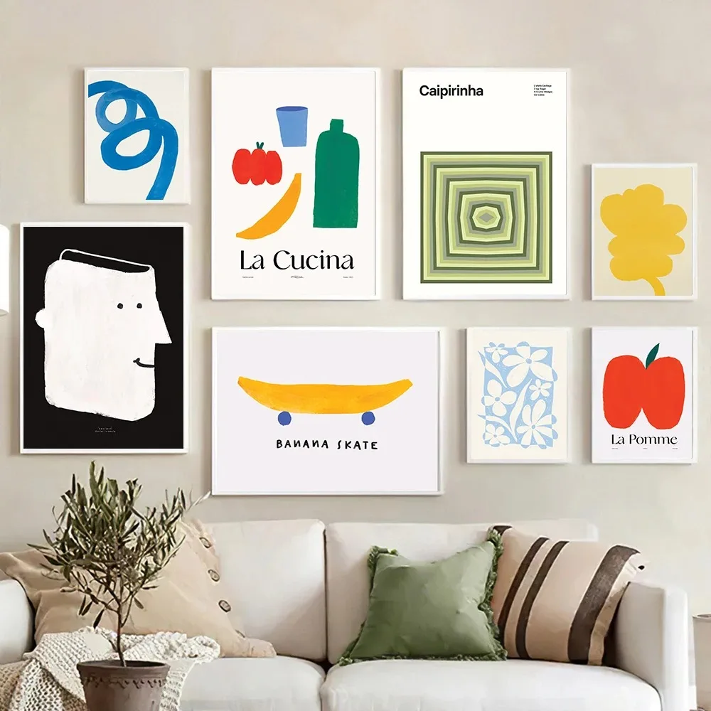 الشمال مجردة معرض ملون مضحك المشارك والمطبوعات بسيطة الرسم على لوحات القماش الجدارية جدار صور لغرفة المعيشة ديكور #1