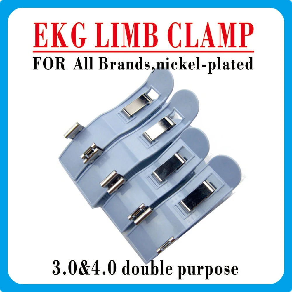 4pcs/set Nickel-plated  EKG clamp,3.0&4.0 double purpose,bule col,2pcs big+2pcs small