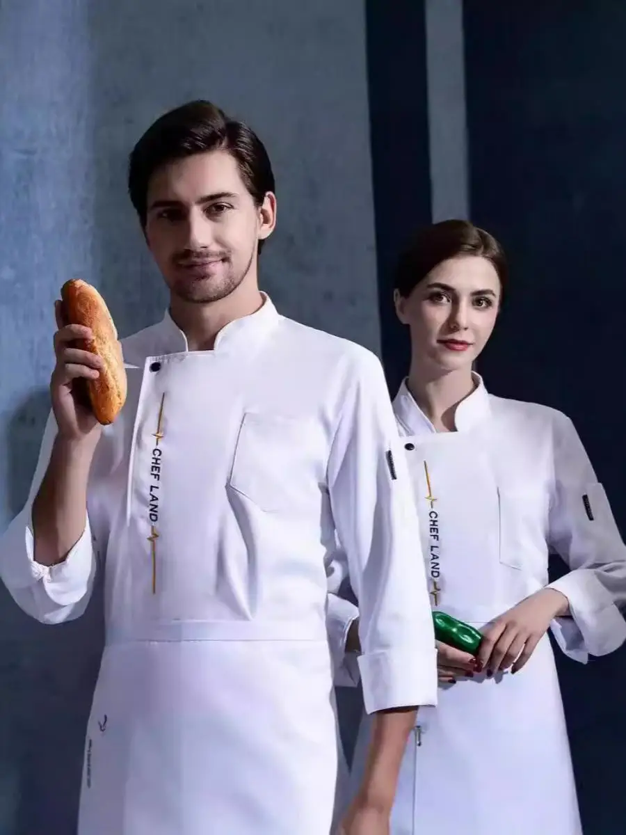 

Men's Long Sve Chef Work orms Autumn Winter Large Size Restaurant Bakery School Ceteria White Work Clothes