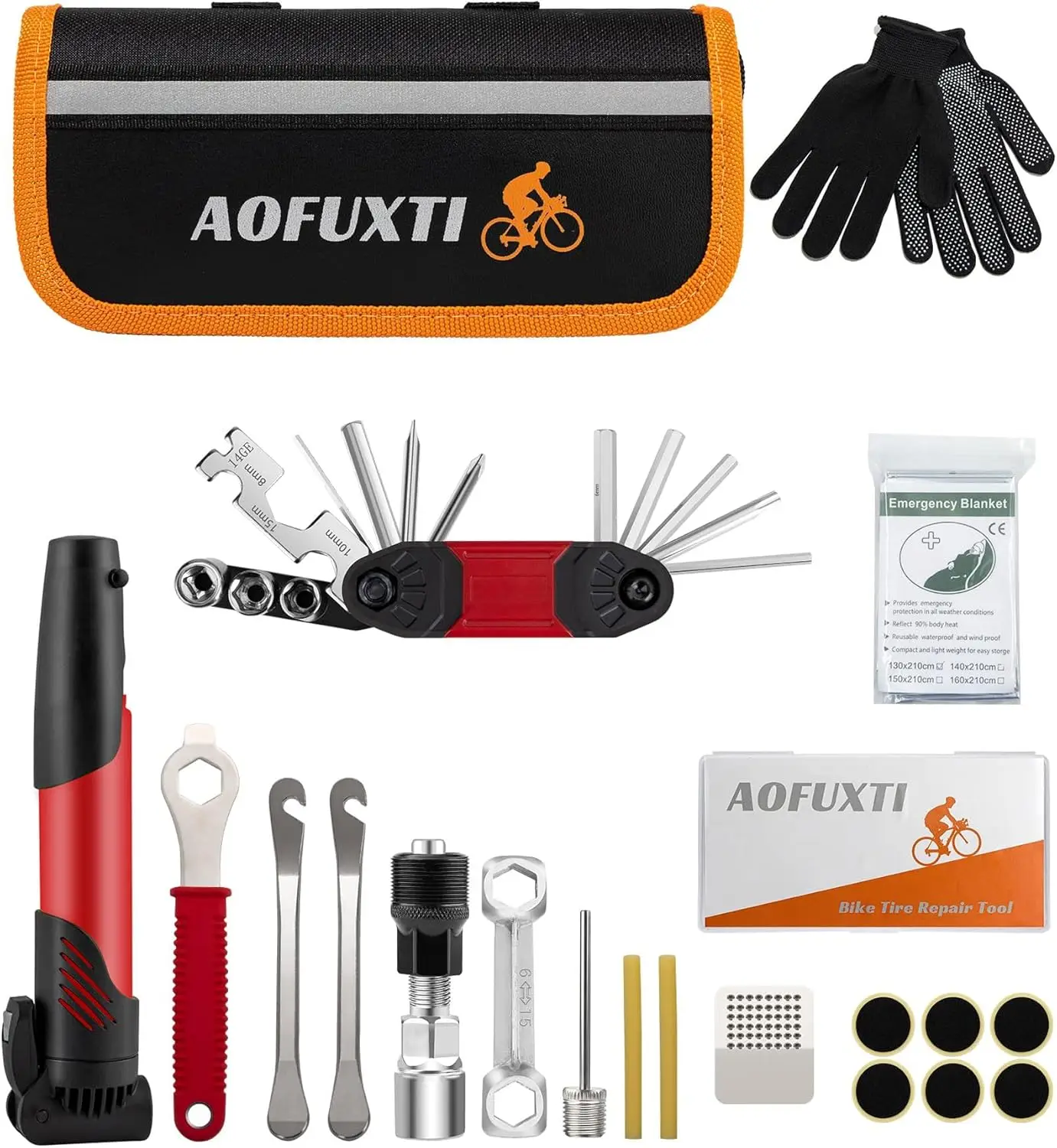 

Portable Bicycle Repair Kit with Tire Patch, Chain Wrench, Mini Pump - Essential Toolkit for Camping Travel and Gifts