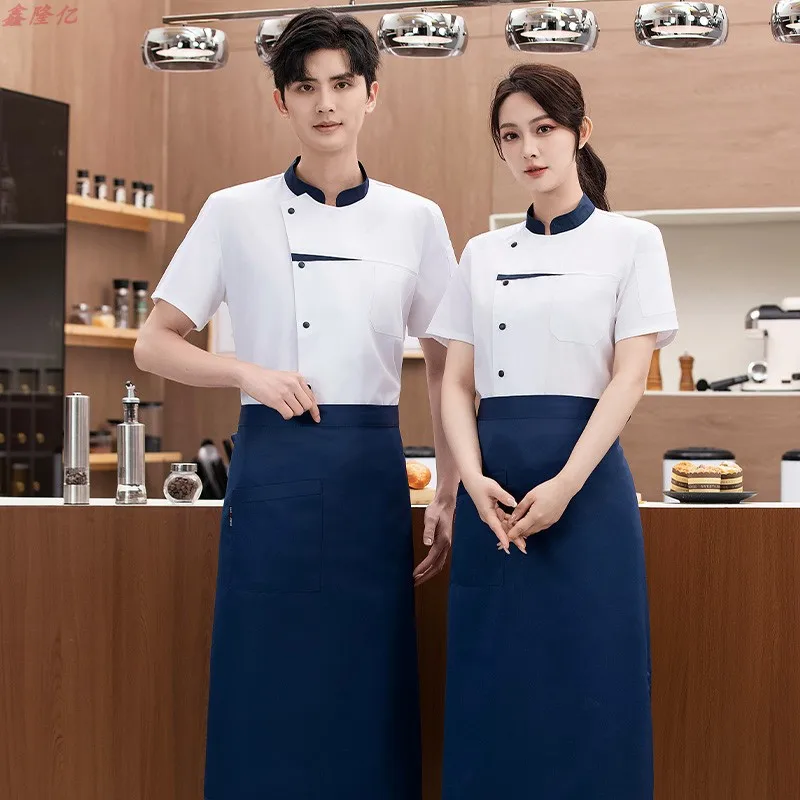 Catering Hotel Ristorante Cucina Uniforme da lavoro Giacca da cuoco Steakhouse BBQ Shop Panetteria Baker Cappotto da cuoco sottile