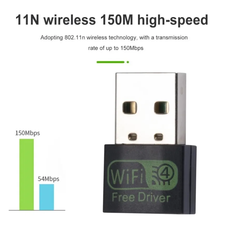 Adaptador usb wifi 150mbps placa de rede sem fio mini dongle usb 2.4ghz 802.11n recepção de sinal para computador desktop pc portátil