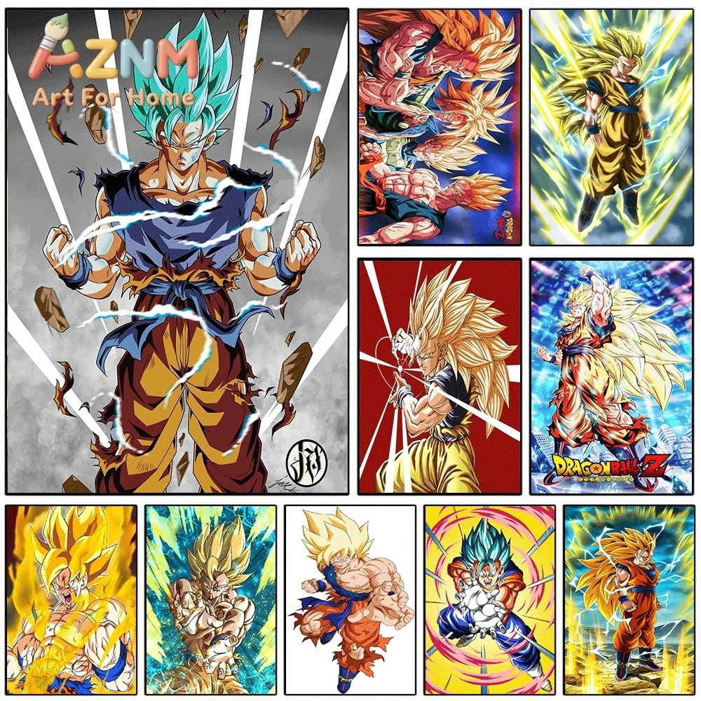 Dragon Ball Anime Canvas Wall Art No Frame Super Saiyan Blue Goku Manga Print Painting Home Living Room Bedroom Decor Art Post