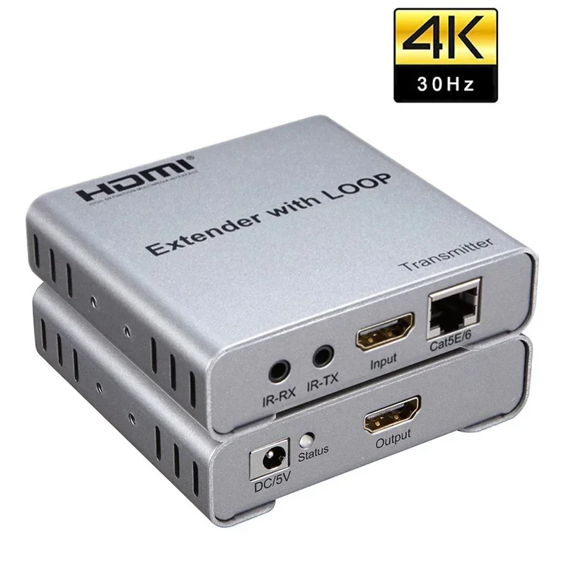 

4K 100M HDMI Extender with Loop By CAT5E Cat6 RJ45 Ethernet Cable Video Transmitter Receiver 1080p for Laptop PC To TV Monitor