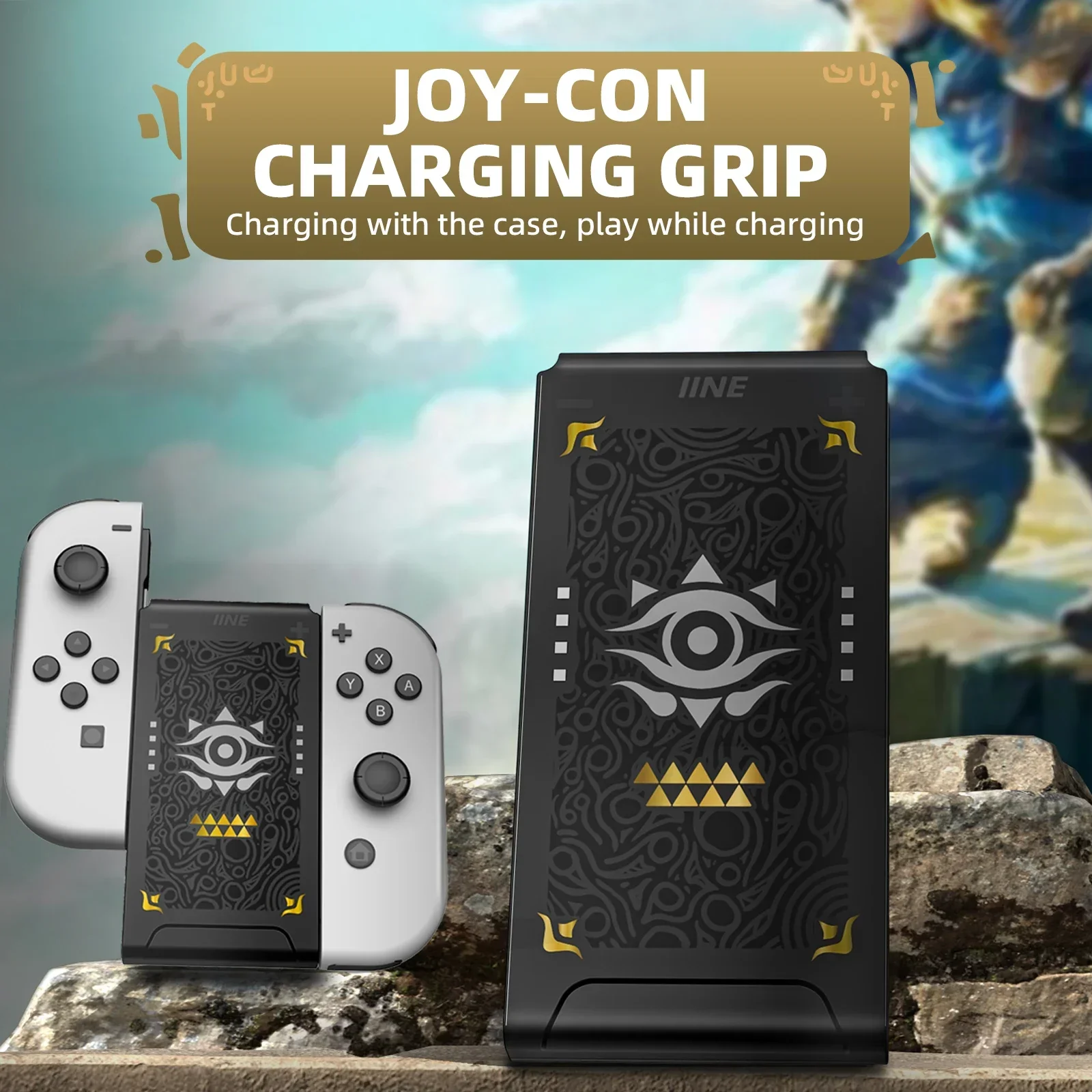 

IINE Golden-Green Joypad Zelda Charging Grip Rectangle Shaped Charging Dock Compatible For Nintendo Switch/Switch OLED Joycon