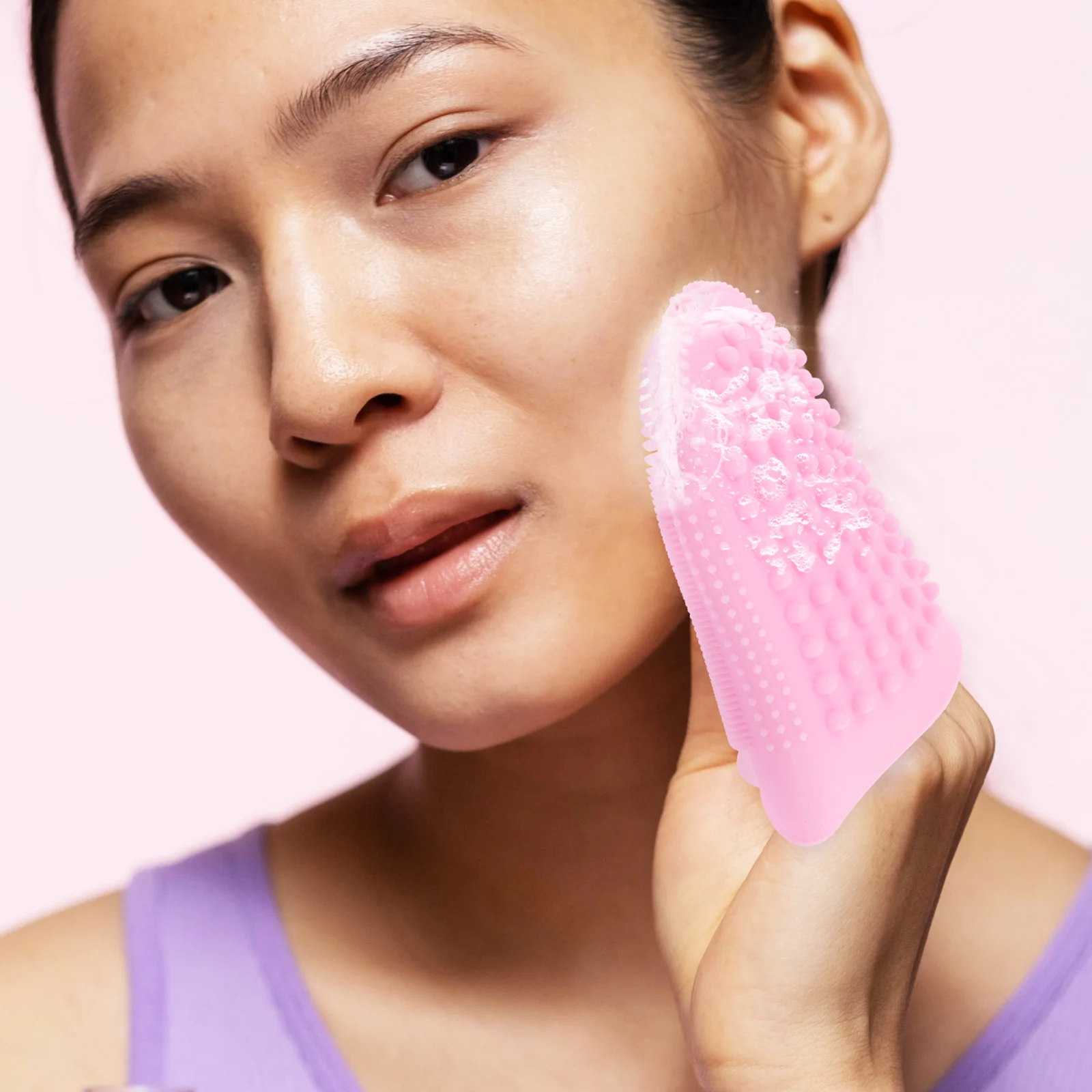 

Silicone Facial Cleansing Brush Handheld Face Scrubber for Deep Pore Cleaning Skin Care Tools Portable Travel Use Soft Stretchy