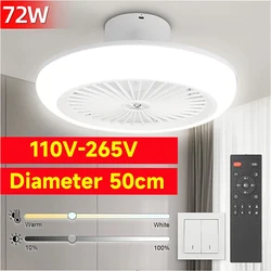 72 W Deckenventilator, Deckenleuchte, 85–265 V, Deckenventilatoren mit Licht und Fernbedienung, 3 Farben, dimmbare Deckenlampen für Wohnzimmer, Schlafzimmer