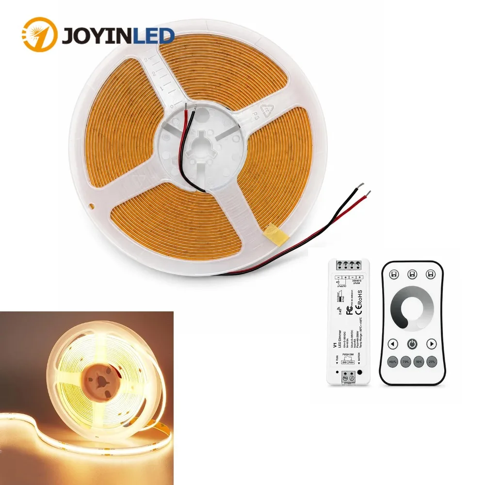  24V LED COB Free Cut Strip 5m 10m 312/576 LEDs Flexible Light Tape 3000K 4000K 6000K Bright Linear Lighting with Remote Control