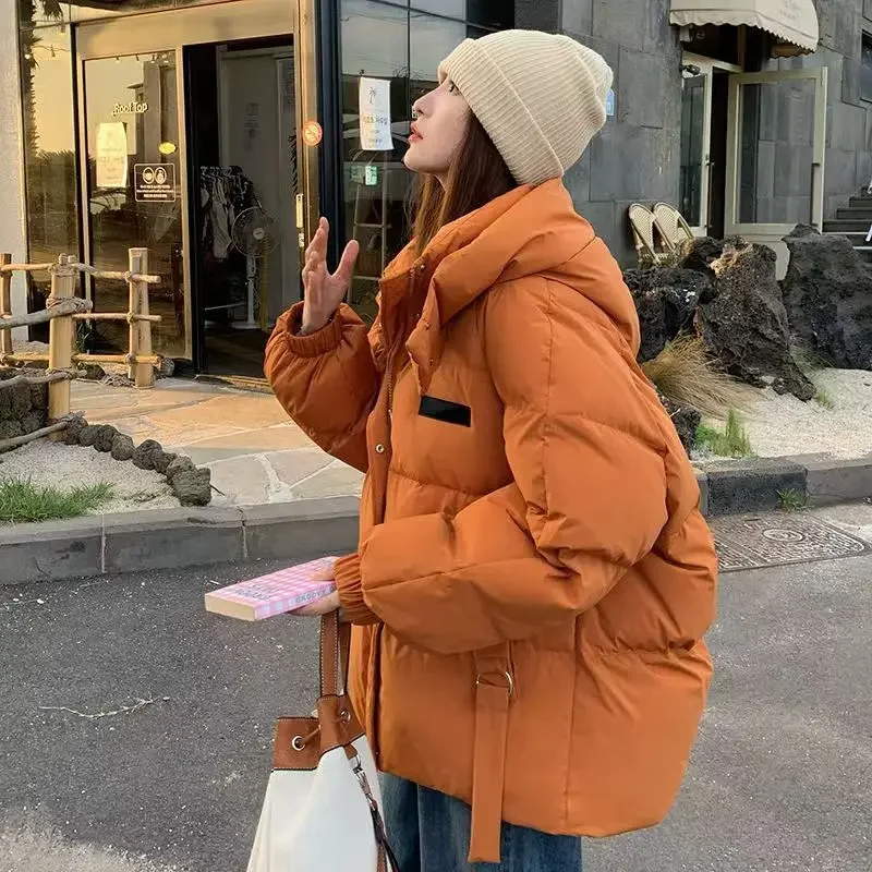 Juspinice Cappotto imbottito in cotone con cappuccio corto allentato in piumino oversize da donna Giacca invernale lunga e spessa Nuova tendenza Abbigliamento per il tempo libero