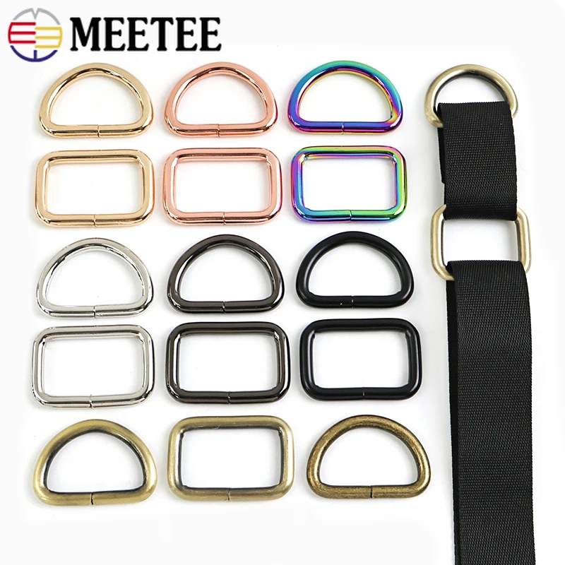 

10Pcs Meetee 16-50mm D Ring Metal Bag Chain Adjuster Webbing Strap Buckle Keychain Pet Collar Connector DIY Hardware Accessories