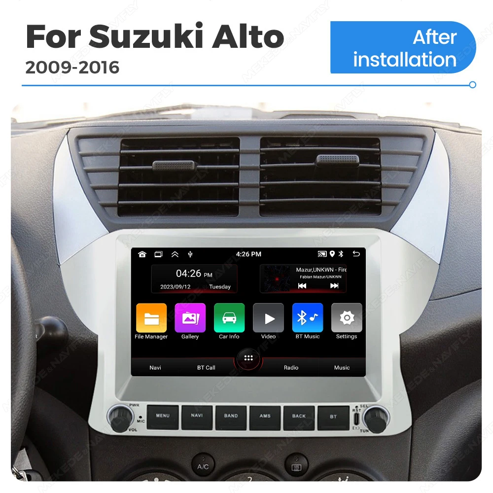 Android 15 Wireless Carplay Auto Car Radio For Suzuki Alto 2009 - 2016 Multimedia Players Smart Car Systems GPS RDS Stereo Audio
