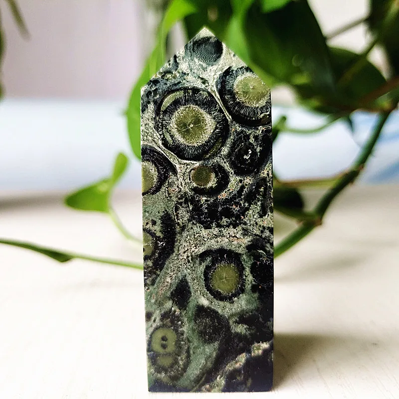 

Natural Stone Peacock Eye Wand Tower Voodoo Spirit Meditation Healing Feng Shui Crystal Room Ornament