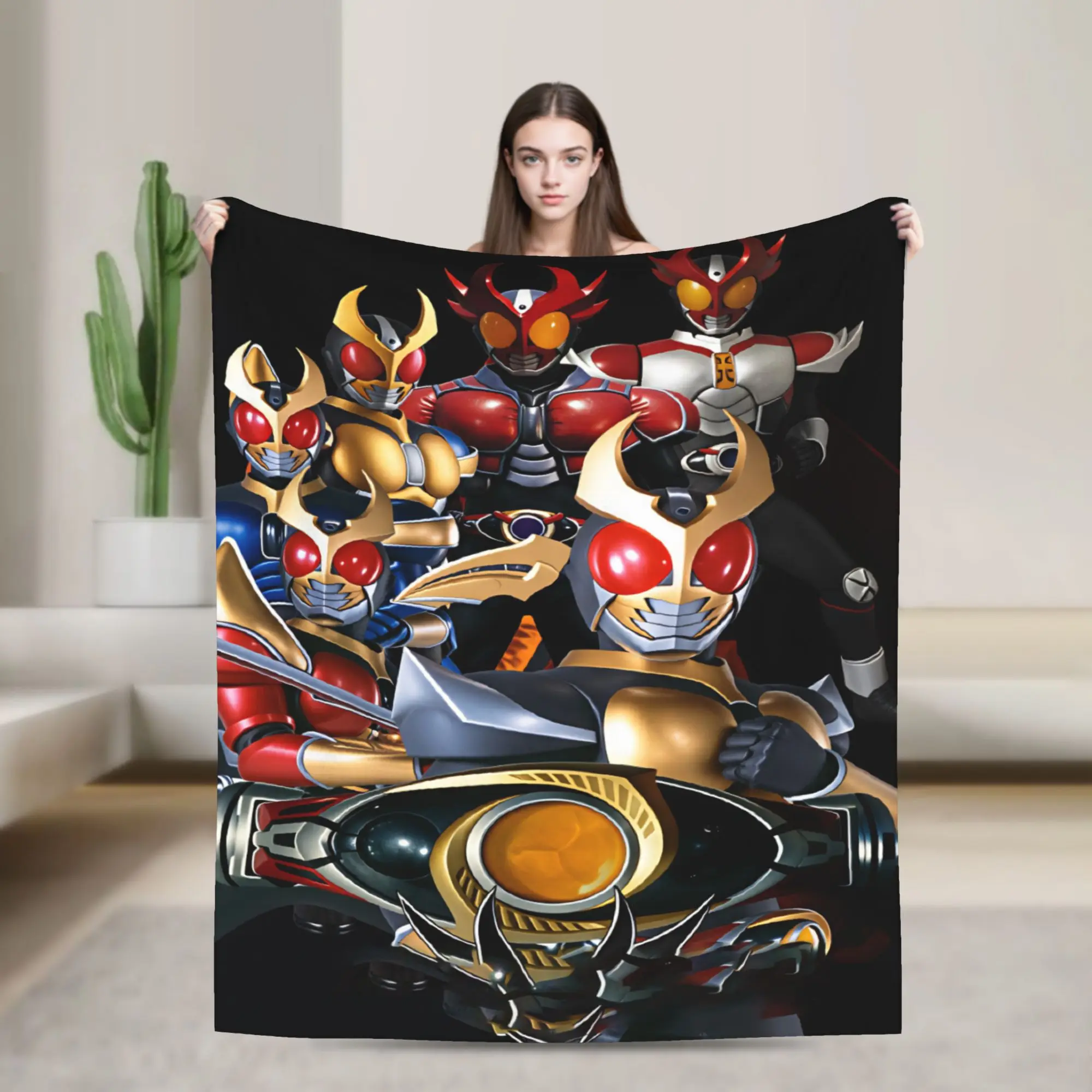 Kamen Rider  Warm Soft Blanket  Airplane Travel Plush Throw Blanket Aesthetic Couch Chair Flannel Bedspread Sofa Bed Cover