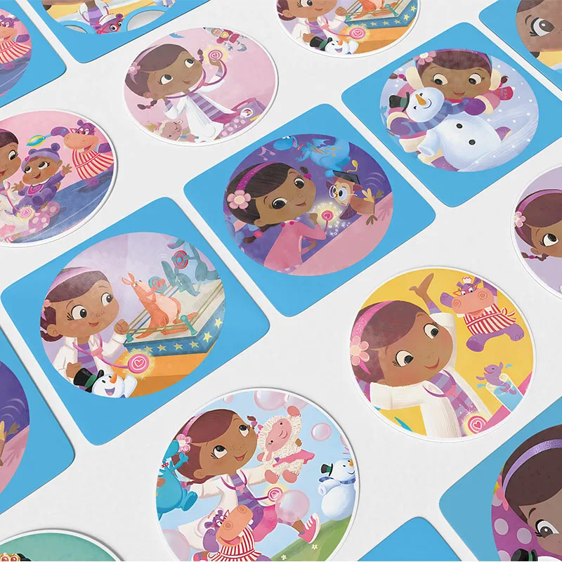 Disney's Doc McStuffins Round Stickers Waterproof Cartoon Laptop Luggage Skateboard Cup Gifts Bag Wraps Decor Stickers  Labels