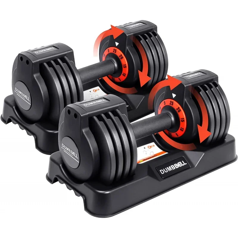 

25/55LB Pair Adjustable Dumbbells Set,5in1 Free Weights Dumbbell With Anti-Slip Metal Handle,Suitable For Home Gym Exe