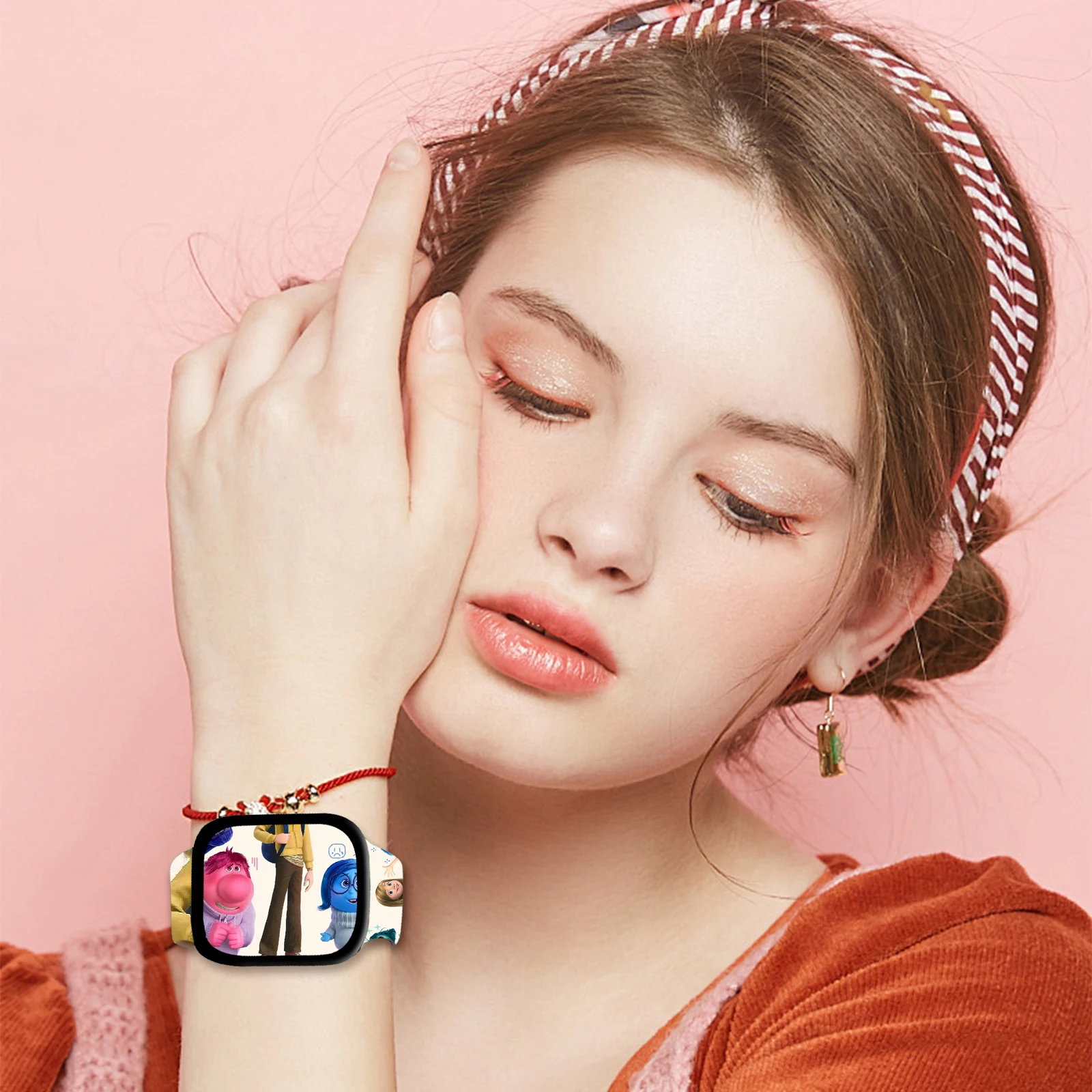 Inside Out 2 Printed Strap for Apple Watch 11 10 9 8 Silicone Band Replaceable Bracelet for iWatch 46mm 45mm 42mm 41mm Watchband