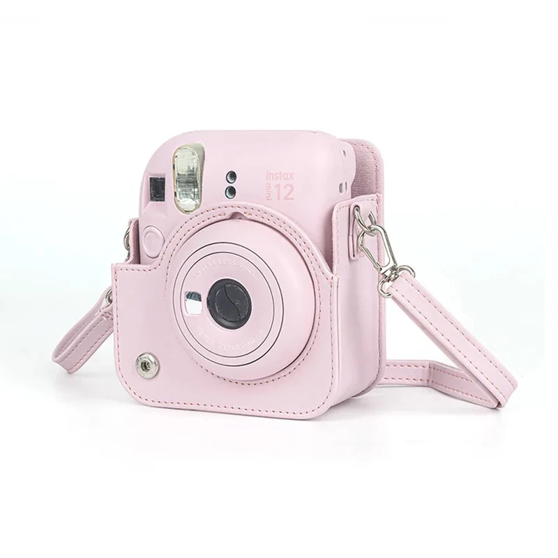 For Fujifilm Instax Mini 12 Camera Case PU Leather Soft Protective Case travelling Shoulder Strap bag with Selfie Close-Up Lens