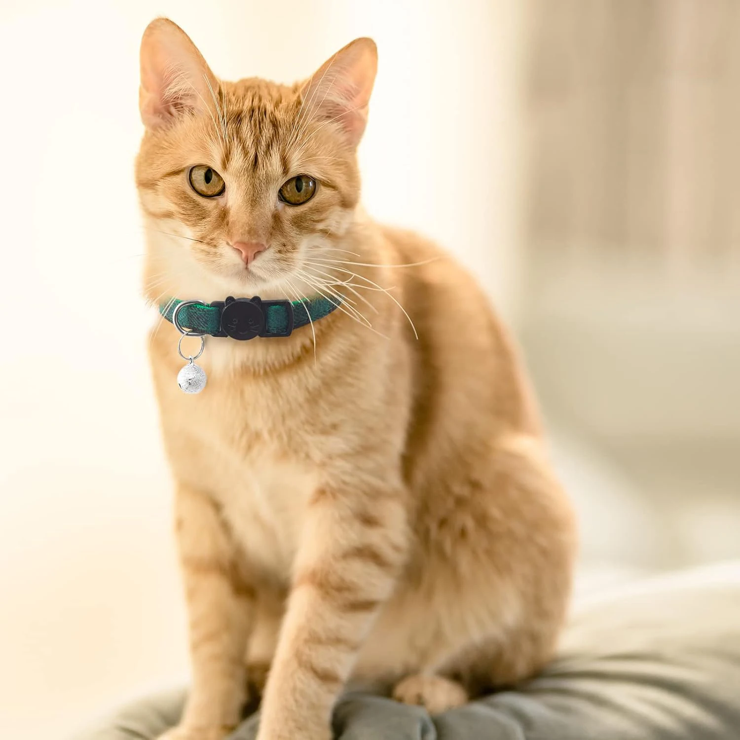 6er-Pack Klassische Karierte Katzenhalsbänder mit Glöckchen - Abreißbare Verstellbare 15-23 cm Katzenhalsbänder für Weibchen und Männchen, Niedliche Haustier-Geschenke & Zubehör – Detail 2