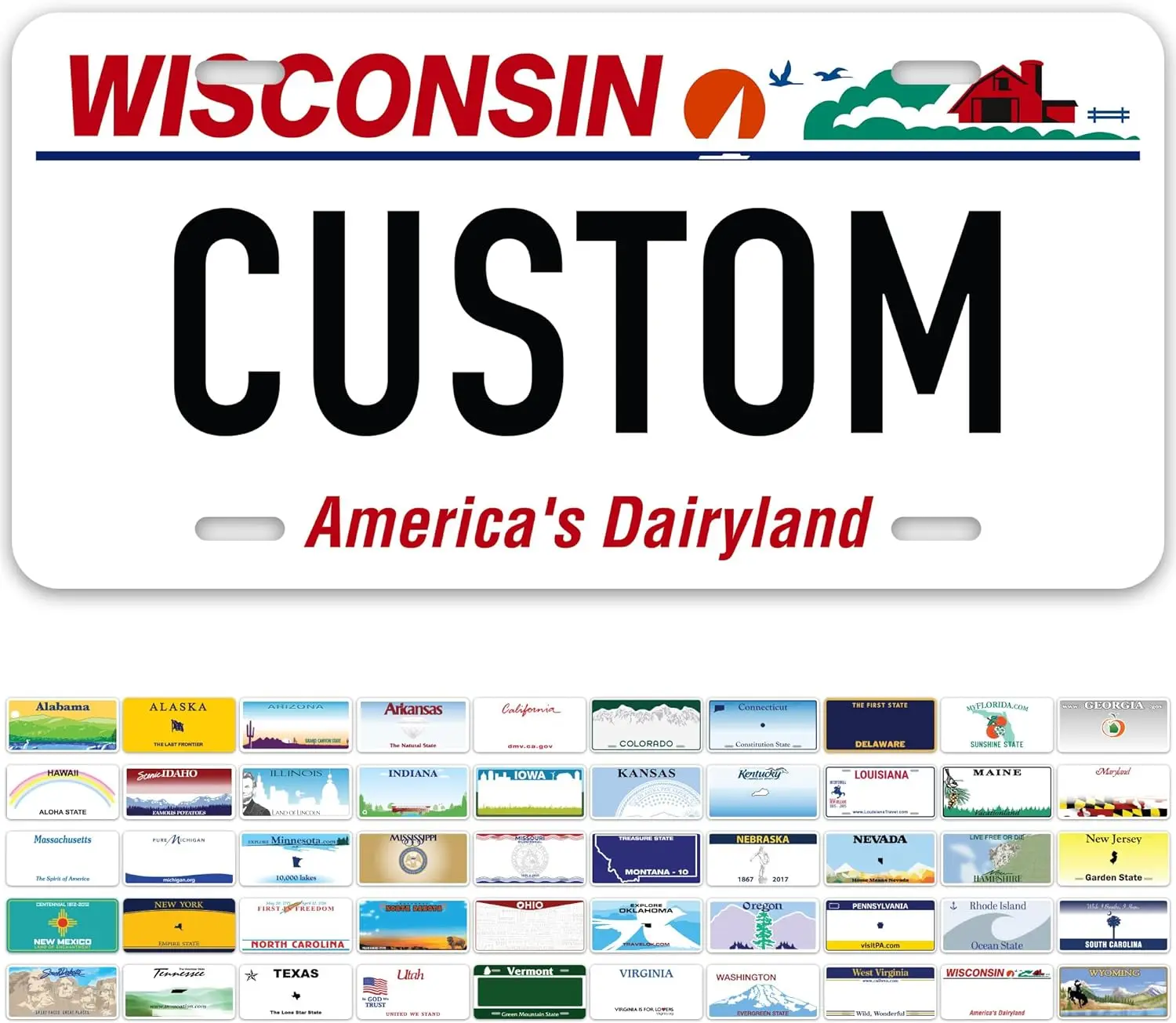 Custom Wisconsin Metal Sign, Personalized Metal Signs for Car, 6x12 Inch, Rust-Free Fade Resistant Aluminum, USA Made by My Sign