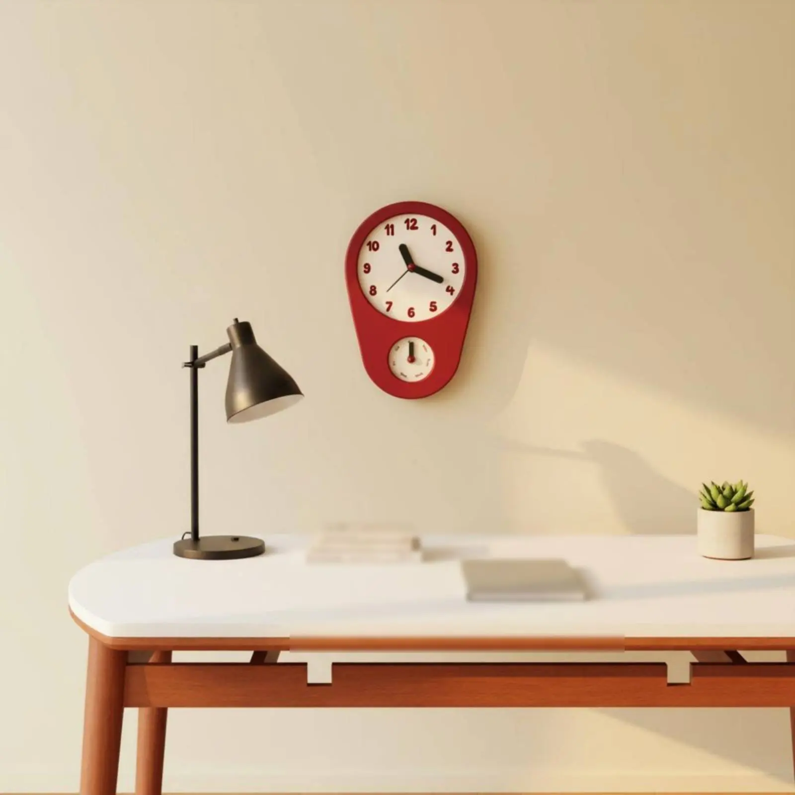 

Day Date Timepiece Minimalist Design Battery Operated Wall Timepiece Home Decor Decorative Double Face for Living Room