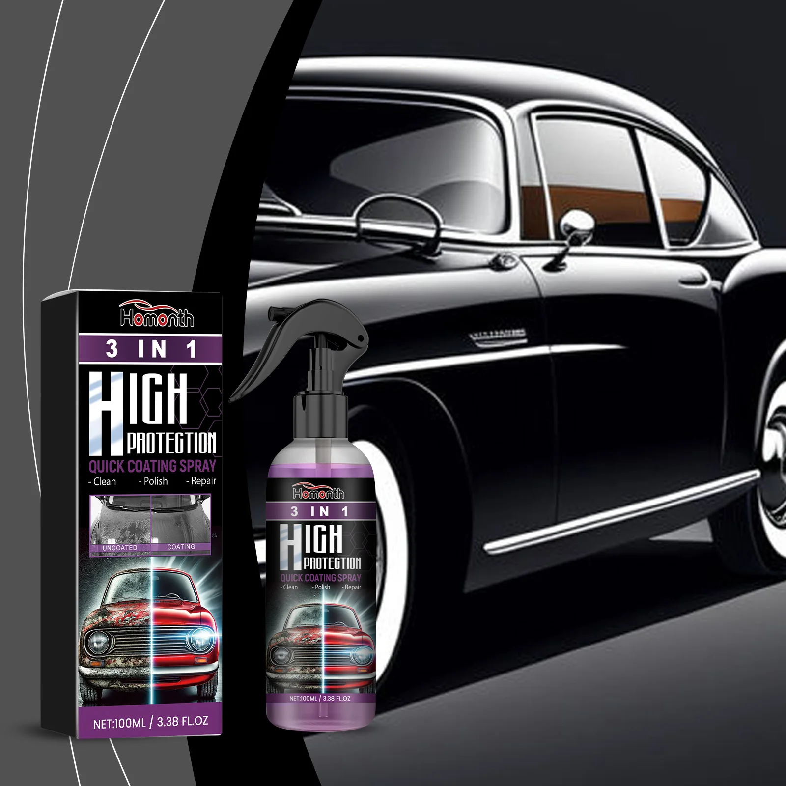 High Protection 3-in-1 Coating Spray Long Lasting Oil, Water, and Stain Resistant Cleaning and Maintenance