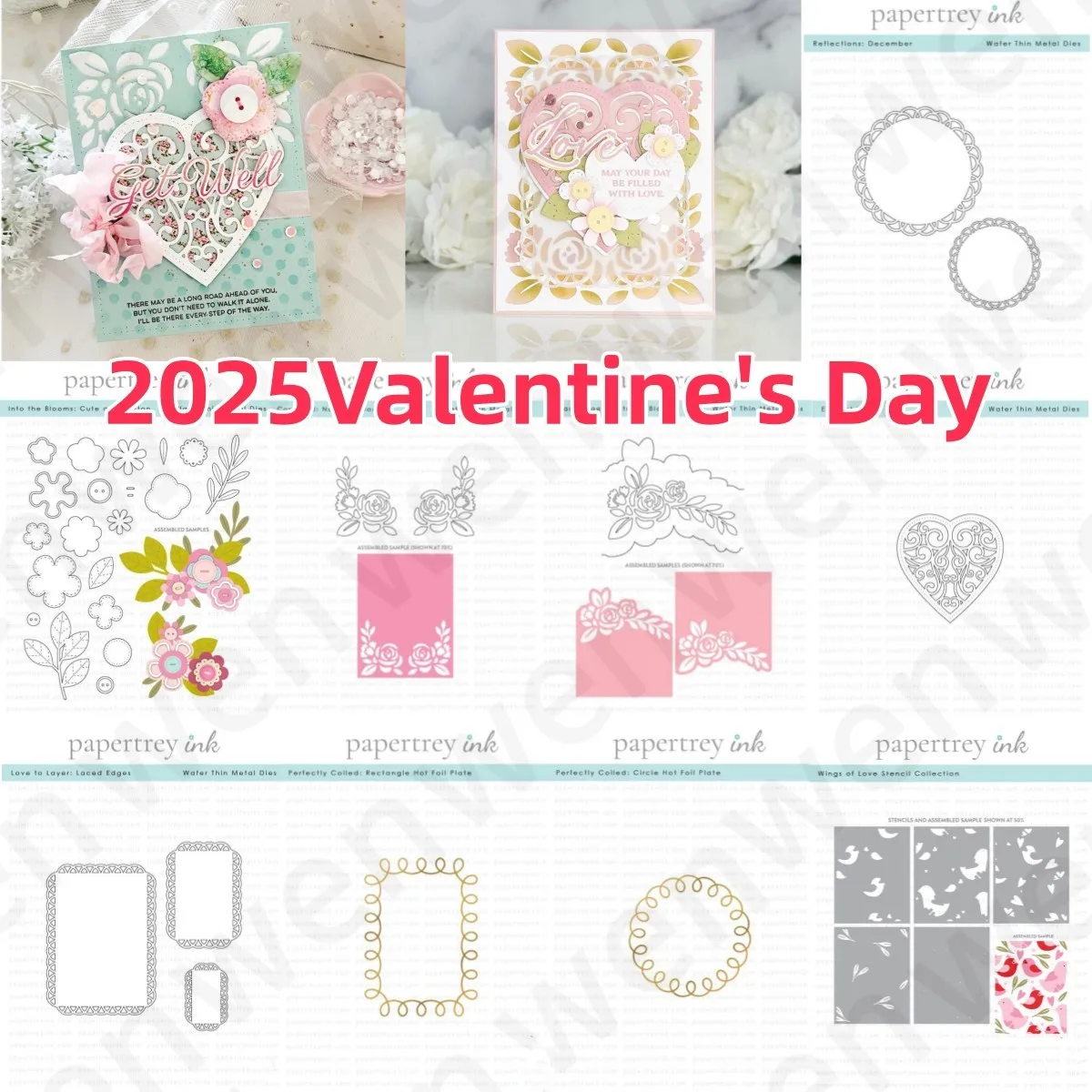 

2025 New Valentine's Day Flower Hearts Frame Hot Foil Plate Metal Cutting Dies Stencil DIY Scrapbook Craft Decoration Template