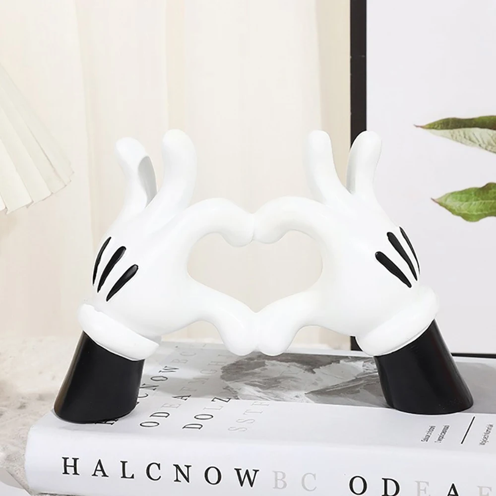 Black-white Resin Love Gesture Statues Sculptures Desktop Ornament Sculpture Figurines Modern Art Crafts Office Home Decoration view 3
