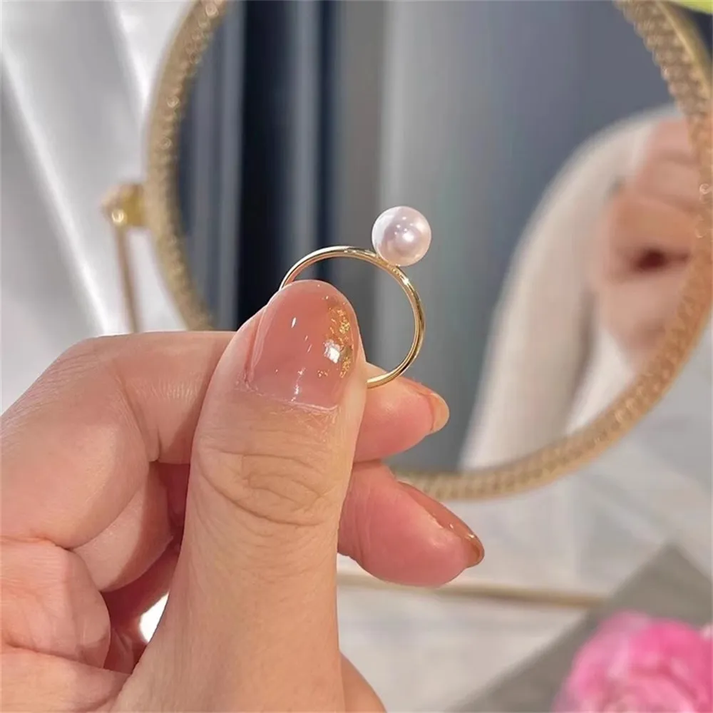 

DIY Pearl Ring Accessories S925 Sterling Silver Ring Empty Holder Fashionable Gold Silver Jewelry Setting Fit 7-10mm Bead Z013