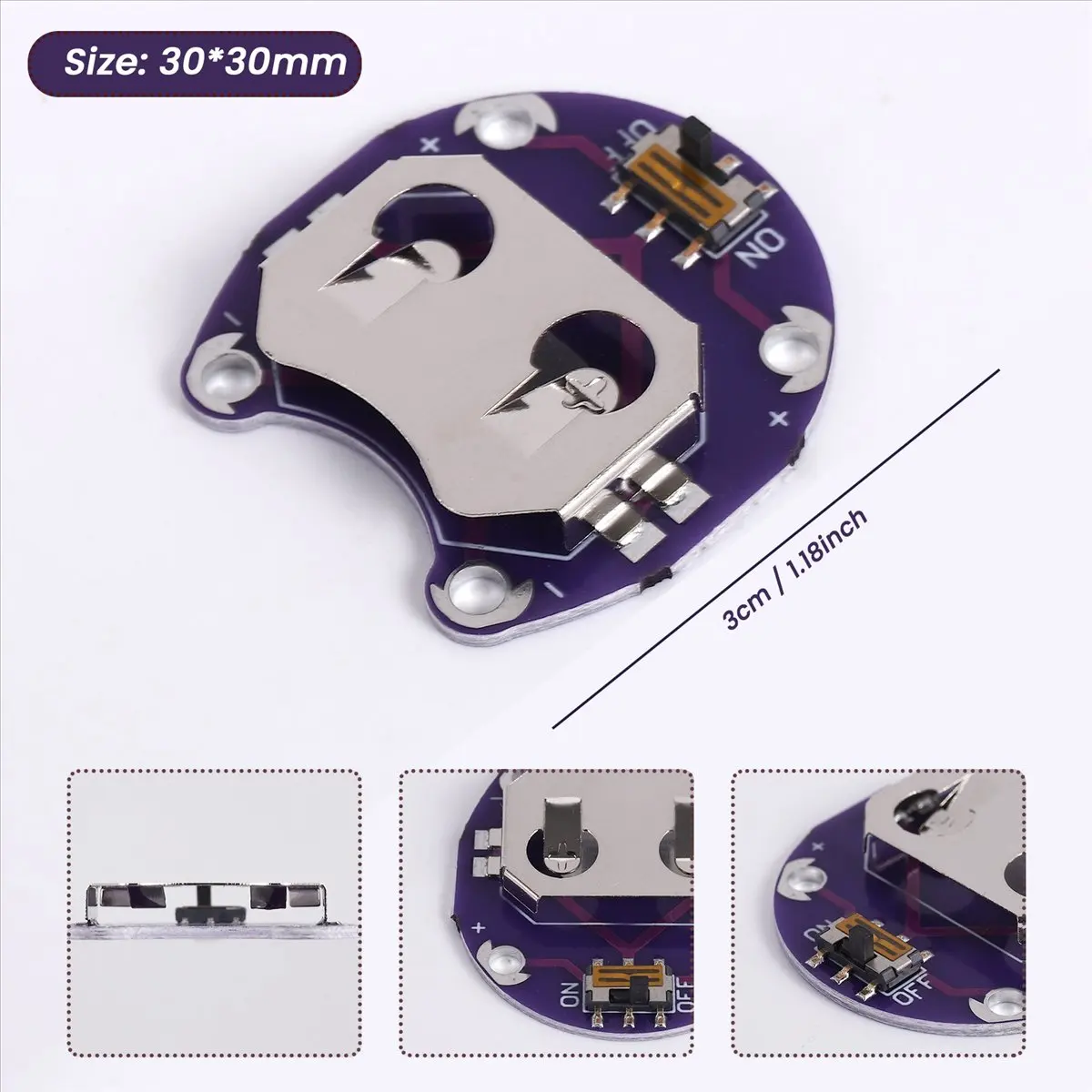 A10I 2 X Coin Cell Battery Holder for CR2032 - With Switch (2 Pcs)