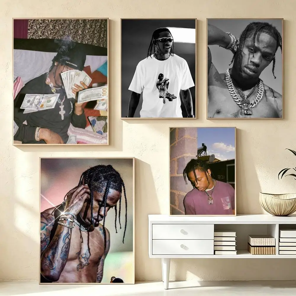 Popular Rapper T-Travis Scott  Poster High Quality Dorm Living Room Aesthetic Wall Decoration Painting Stickers Gift