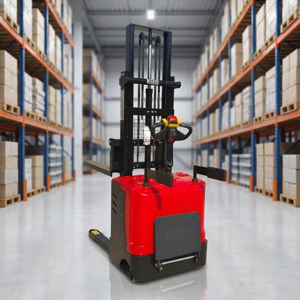 Walk Behind Electric Stacker 1.5T 2T Electric Forklift Stacker Pallet Stacking Truck for Industrial Warehouse Logistics Pro