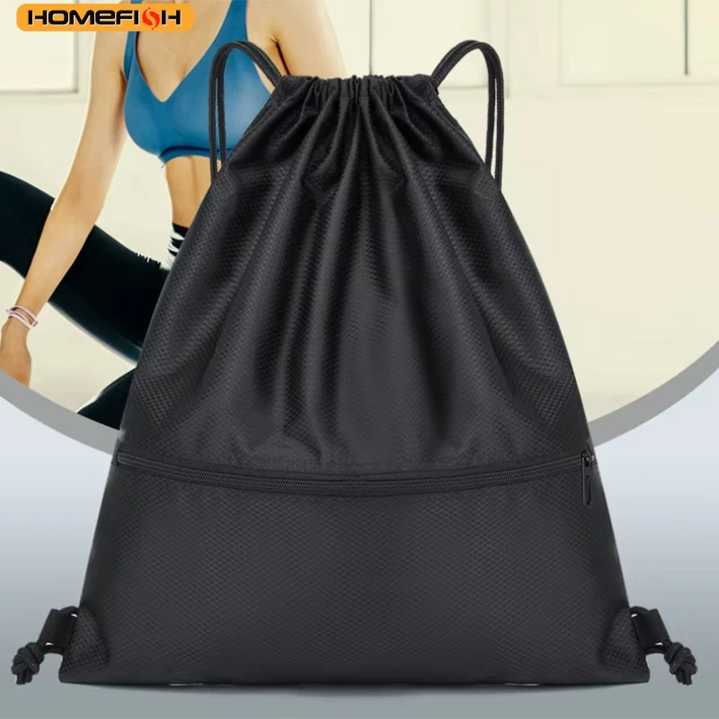 HOMEFISH Lightweight Drawstring Backpack for Men and Women Sports Fitness Backpack Outdoor Leisure Backpack Zipper Bag