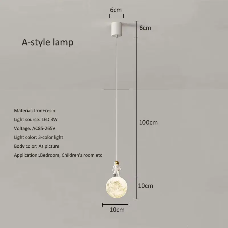Cream Wind Moon Ball Astronaut Children's Room Chandelier Modern Minimalist Background Wall Light Bedroom Bedhead Smalldroplight