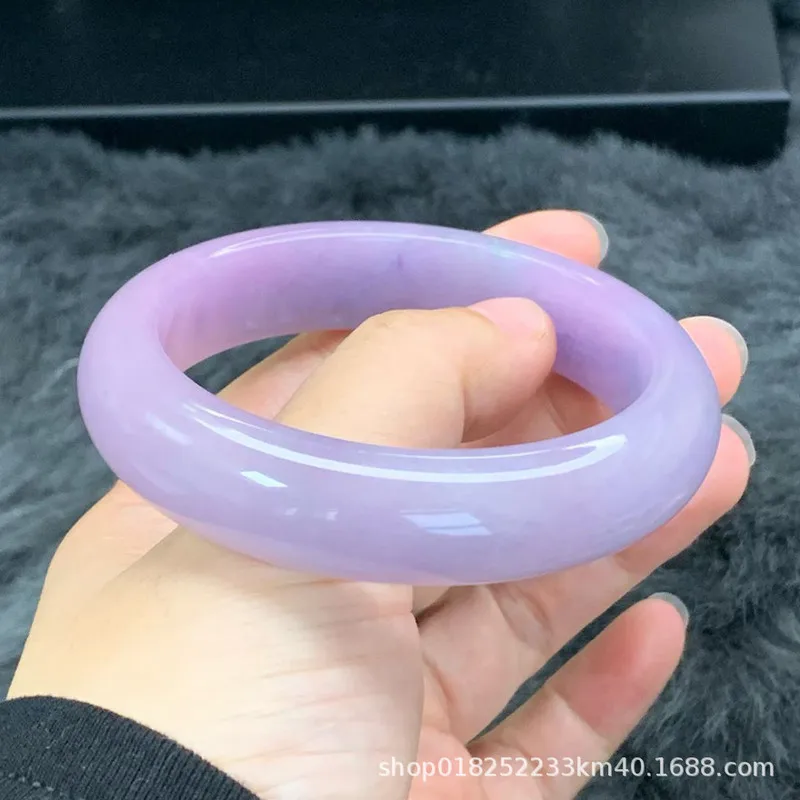 Large size violet jadeite bracelet, first-grade jade, ice-like smoothness