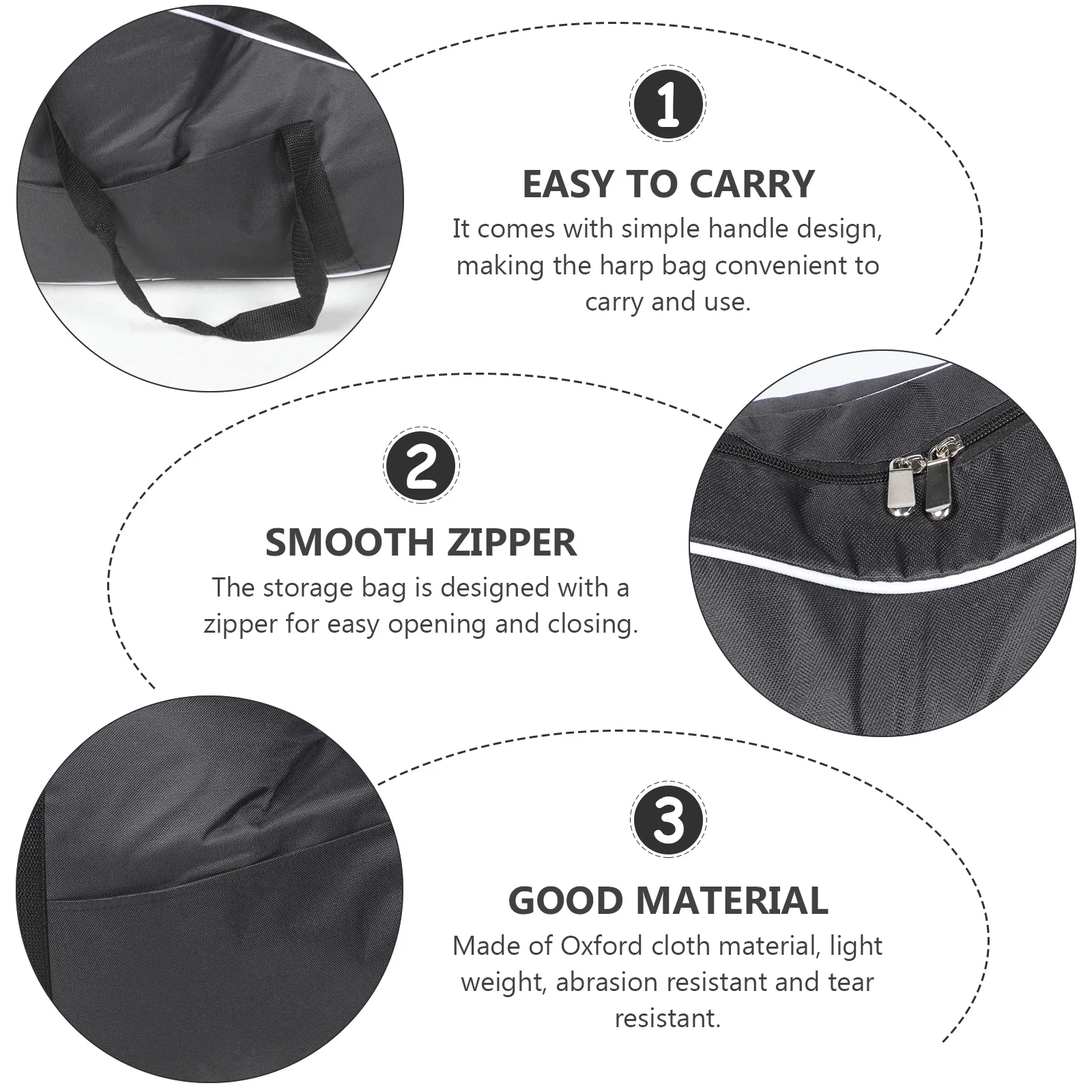 

Convenient Lyre Bag Music Instrument Portable Storage Pouch Thickened Oxford Cloth Harp Carrying Case for Lyre Harp Parts