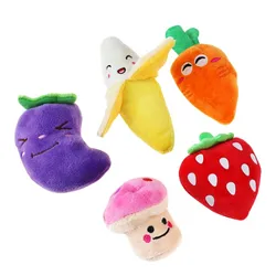 5pcs Dog Toys For Small Dogs Fruit And Vegetables Plush Puppy Dog Toys (A Pack Of 5)