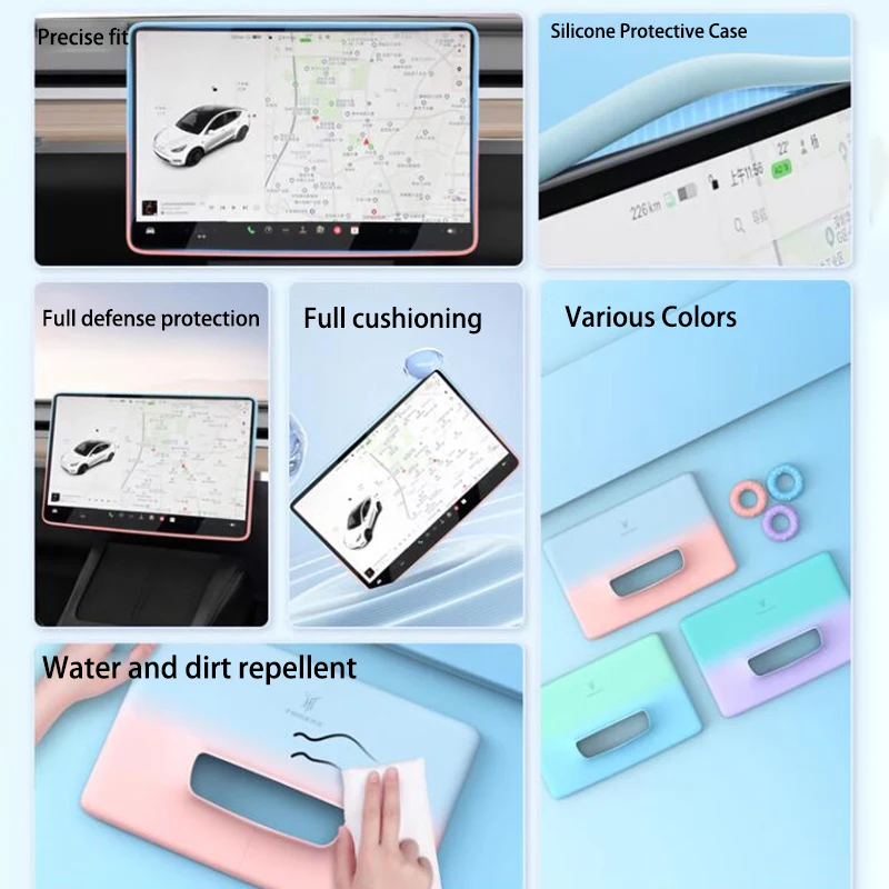 Silicone Protective Cover Screen For Tesla Model 3/Y Accessories Model3 ModelY Display Silica Gel Protector Car Accessory