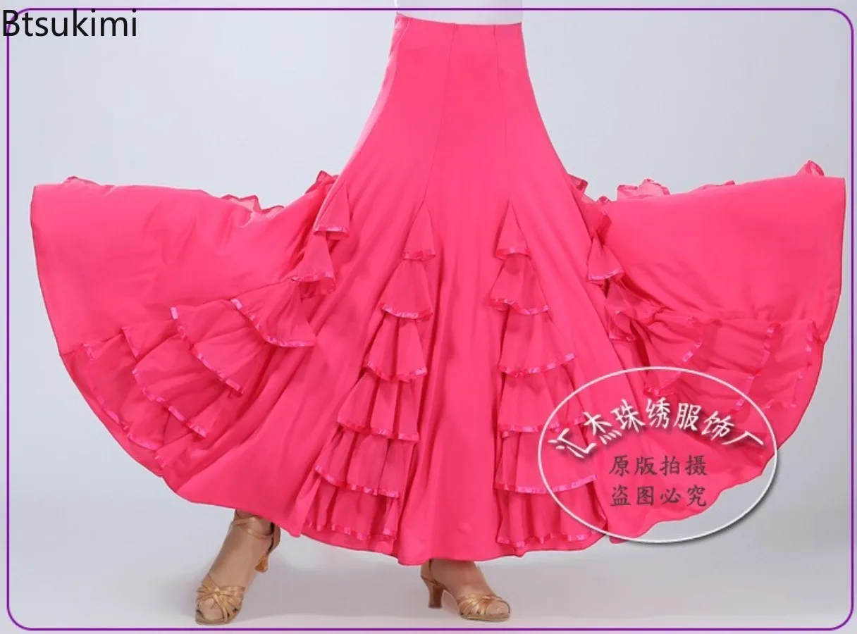 Women's Modern Dance Competition Skirt Social Dance Square Dance Ballroom Dancing New Style Skirt Big Swing Practice Long Skirt