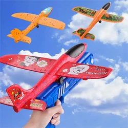 Airplane Launcher Toys Children Foam Plane Launcher Shoot Roundabout Plane Catapult Gun Toy Outdoor Sports Flying Toy Kids Gift