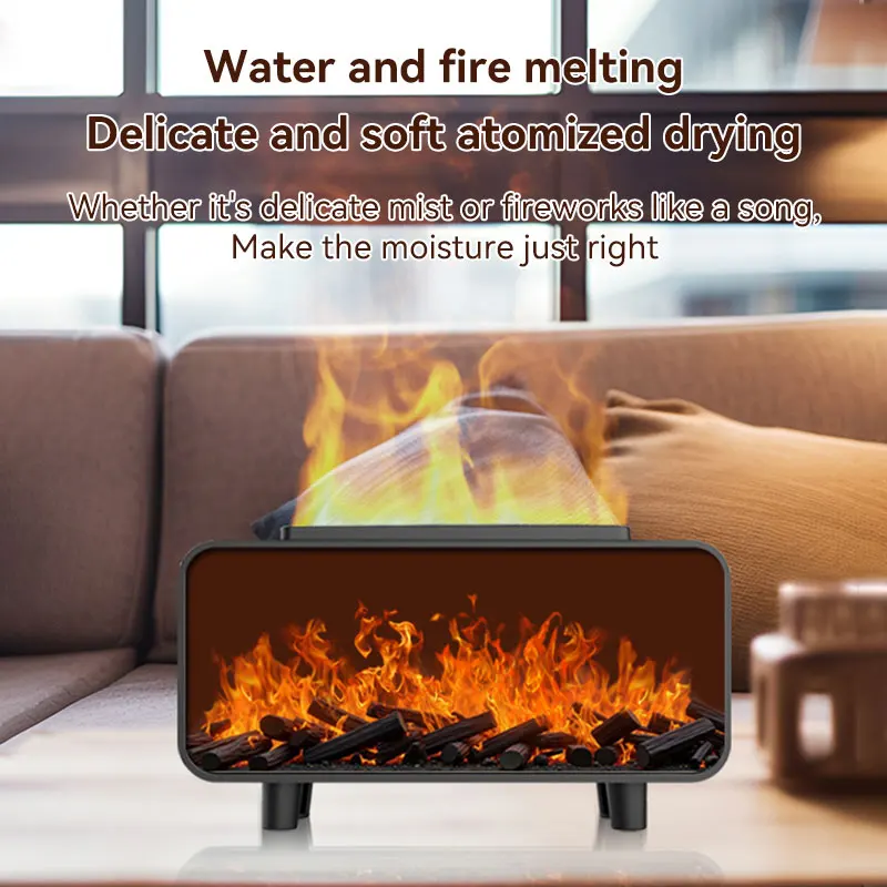 Creative Simulated Fireplace Aromatherapy Humidifier Colorful Flame Lamp Essential Oil Aroma Diffuser for Home Creative Gift