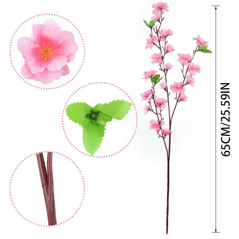 5 szt. sztucznych gałązek kwiatów wiśni, jedwabne wiosenne kwiaty brzoskwini, sztuczne kompozycje kwiatowe do dekoracji wnętrz, na zewnątrz, do domu, na wesele
