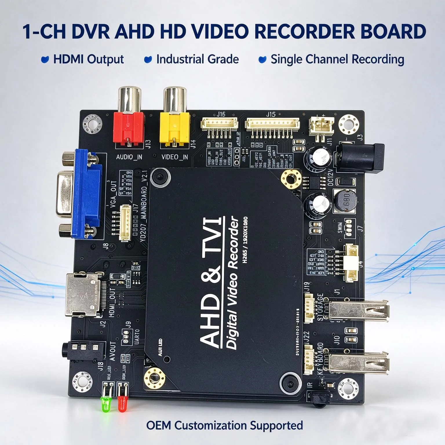 1ch Mini HD Real-Time Video Recorder Board AHD1080P DVR CCTV Underground Pipeline Detection OSD Character Overlay Scheme