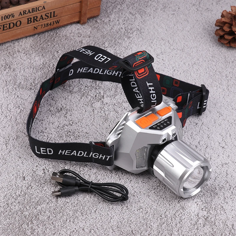 

Мощный красный/белый/желтый/синий свет, четыре источника света, USB перезаряжаемый налобный фонарь, уличная аварийная фара дальнего действия