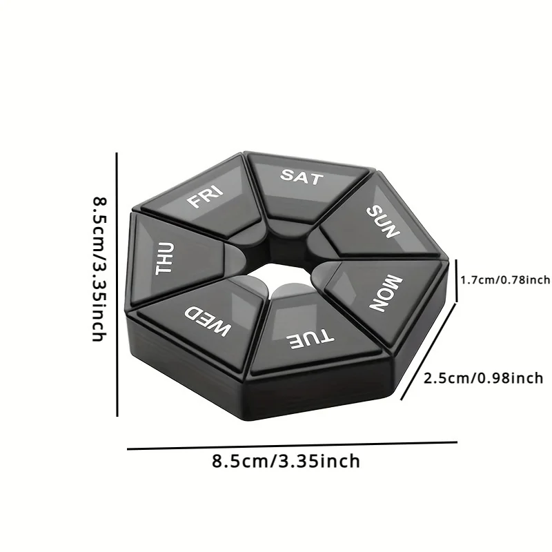 Portable Small Pill Box, Seven-corner Pill Box, One-week Pill Box, Seven-compartment Round Pill Storage Box