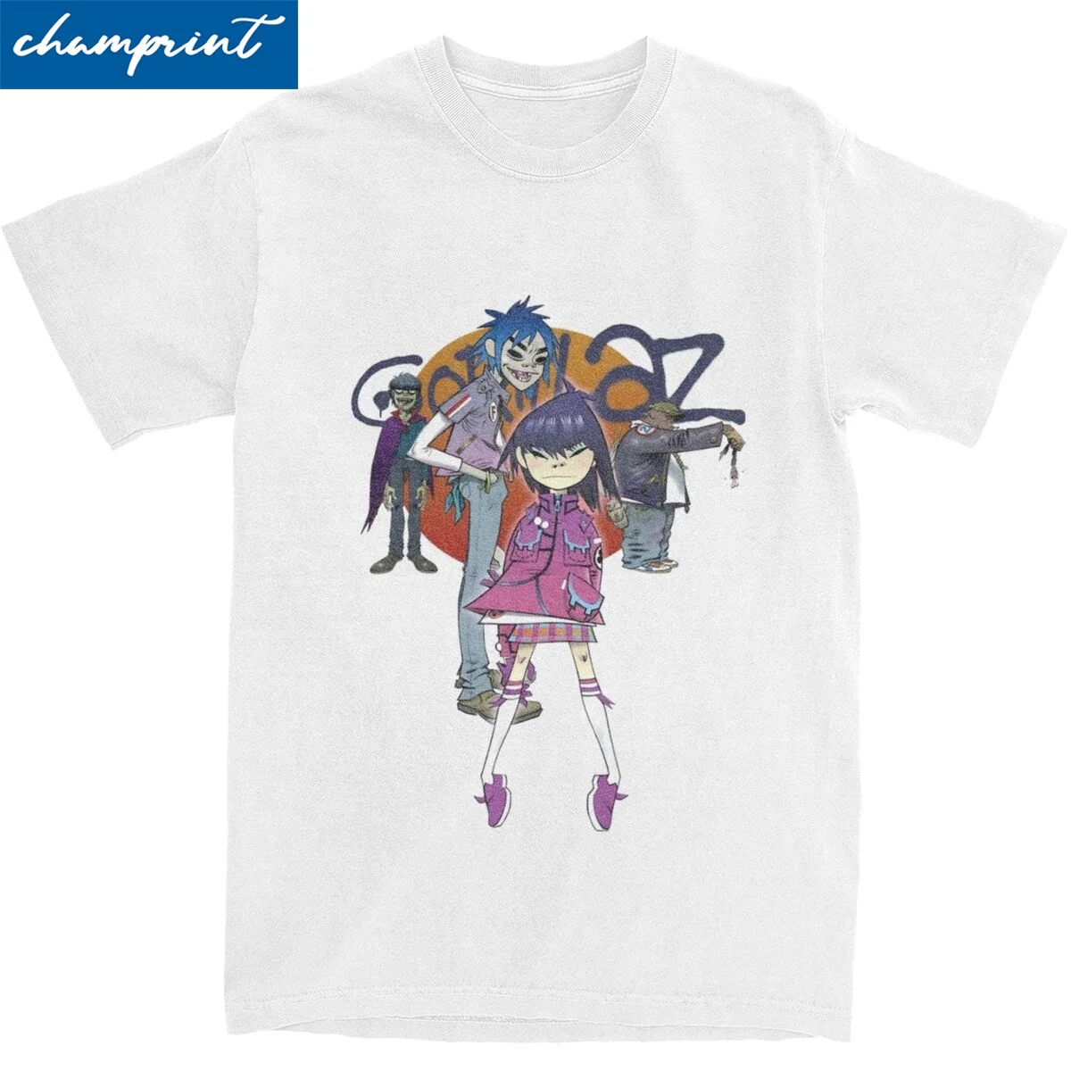 Giggles Gorillaz Cartoon T Shirts for Men Women Cotton Novelty T-Shirt Round Neck Adventure in the Virtual Realm Tees Clothing