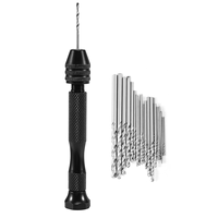 AS53-Hand Drill Bits Set 31Pcs Hand Drill Set Precision Pin Vise Micro-Mini Twist Drill Bits For Metal Wood, Delicate Manual
