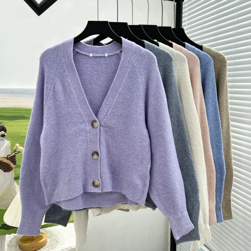 

Cure-Sle V-Ne Вязаный свитер на одной пуговице Пальто Женская верхняя одежда Удобный крой Long Sve Moisture-ng Осень Зима